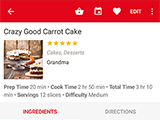 Viewing a recipe - scale the ingredients up or down to match your desired serving size.